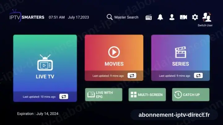 IPTV Smarters Pro, liste des chaînes chargée