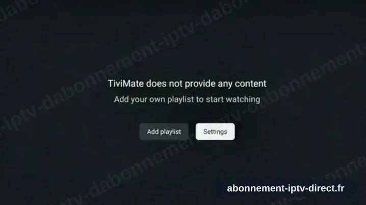 TiviMate ouverte, Add playlist disponible