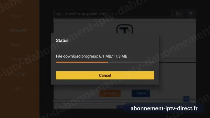 Le téléchargement de HotPlayer en cours dans Downloader